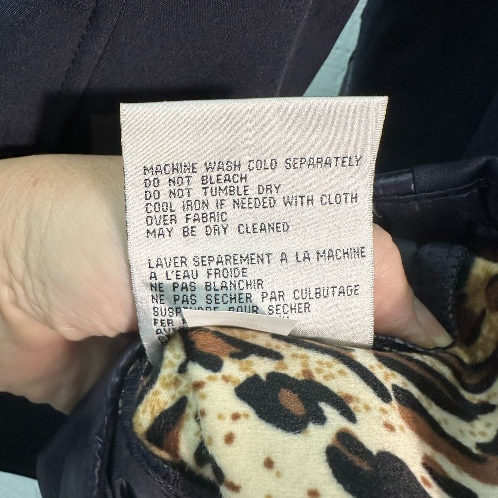 Via Spiga Elliptical Quilted Softshell Jacket Navy L Leopard Lining Size XS NWT - Picture 11 of 11